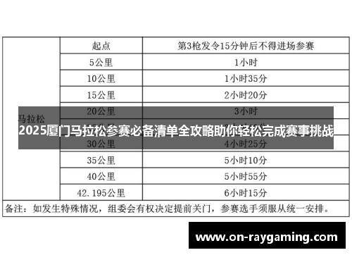 2025厦门马拉松参赛必备清单全攻略助你轻松完成赛事挑战
